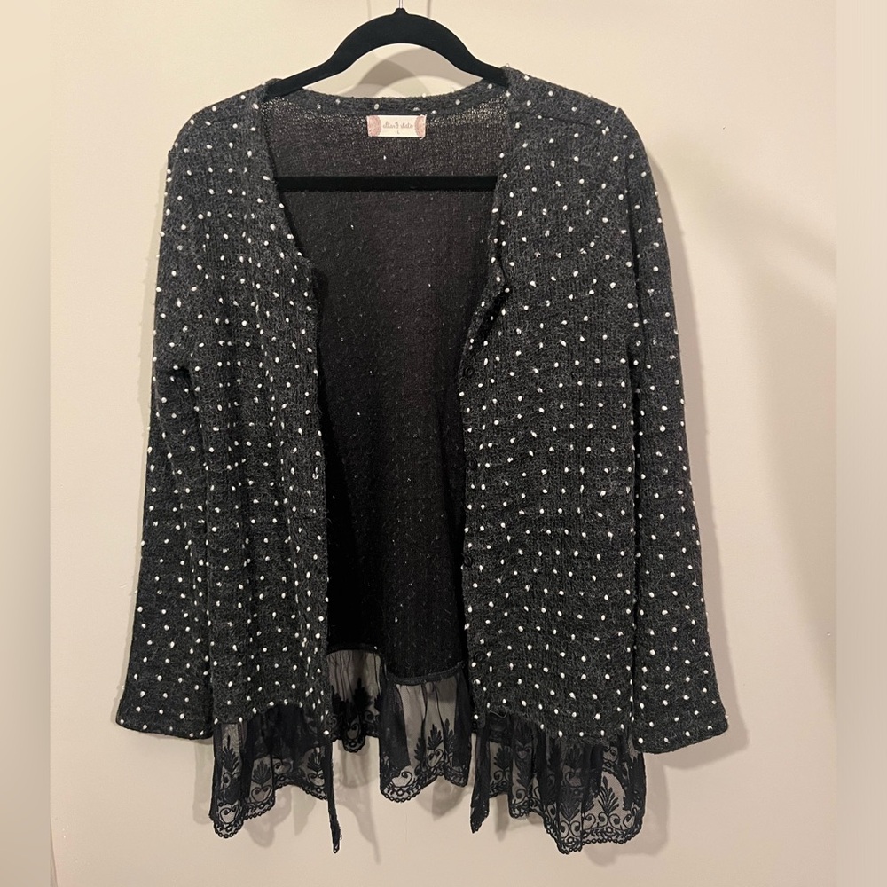 Altard State Polka dot cardigan with lace detail - size L